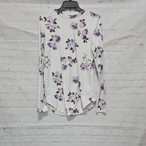 Streetwear Society White and Purple Floral Long Sleeve Top